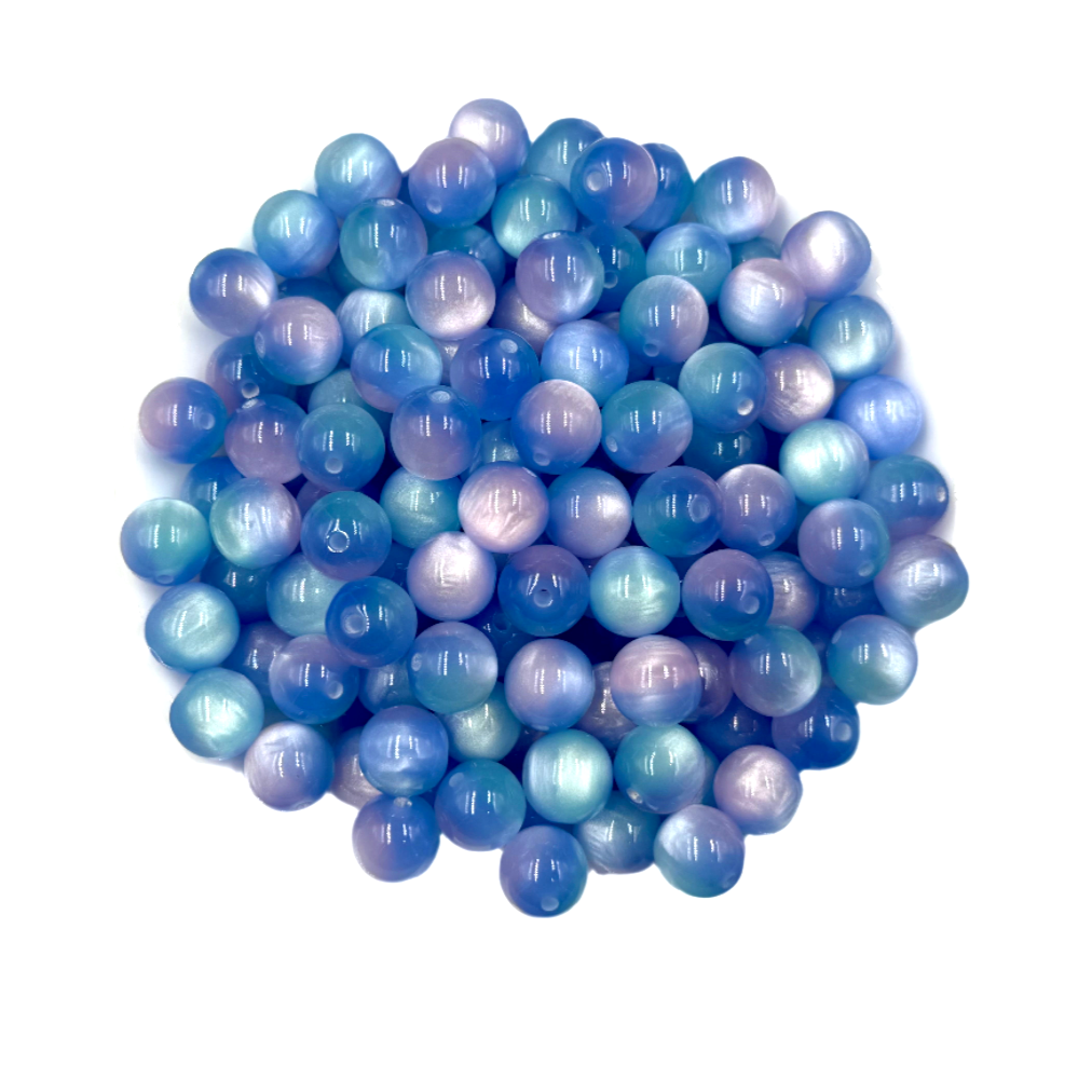12mm Multi-Colored Luster Glitter Acrylic Beads--Pink & Blue
