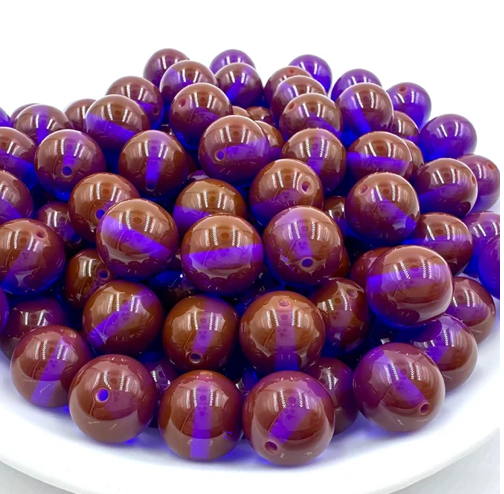 20mm Brown with Purple Illuminating Acrylic Beads--5 Beads