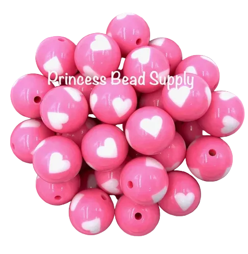 20mm Pink Heart Acrylic Beads