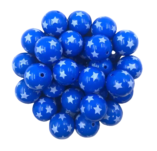 20mm All Over Blue Star Acrylic Beads
