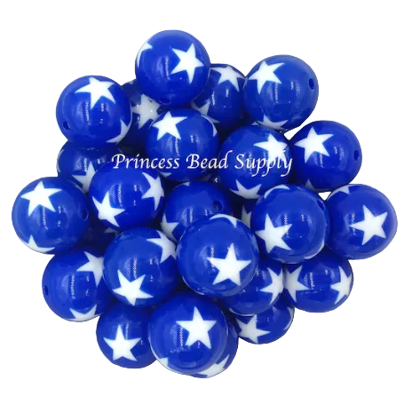 20mm Blue Star Acrylic Beads