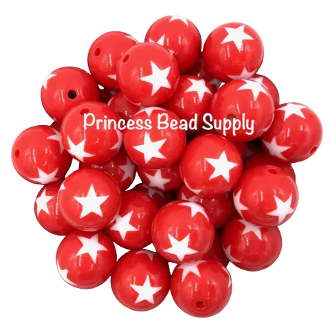 20mm Red Star Acrylic Beads