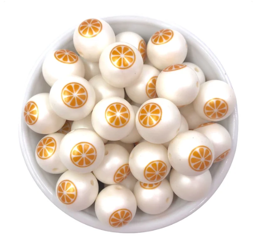 20mm Citrus Print Acrylic Beads