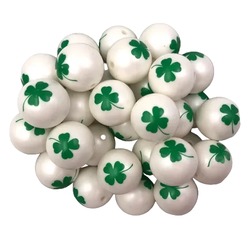20mm  Clover Printed Acrylic Beads