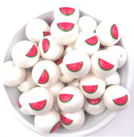 20mm Watermelon Print Acrylic Beads
