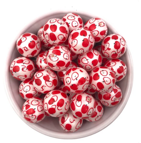 20mm All Over Apple Print Acrylic Beads