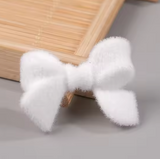 White Velvet Acrylic Bow Beads