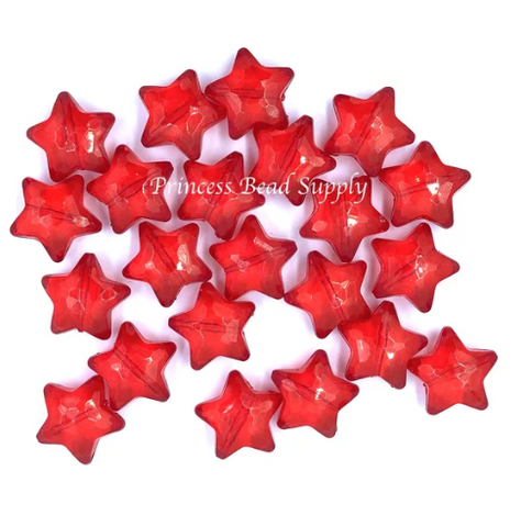 27mm Red Star Acrylic Beads