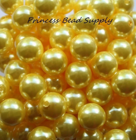 12mm Yellow Pearl Acrylic Beads