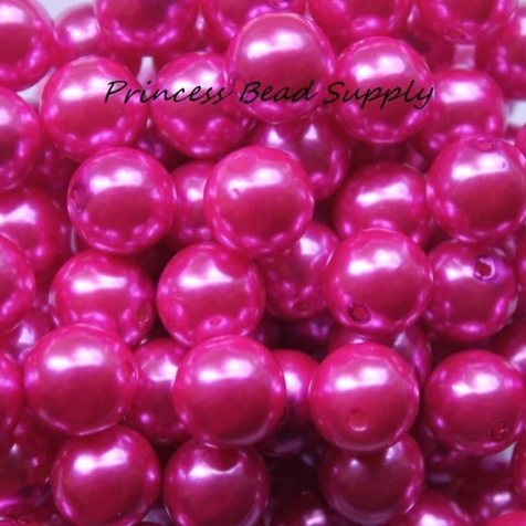 12mm Hot Pink Pearl Acrylic Beads