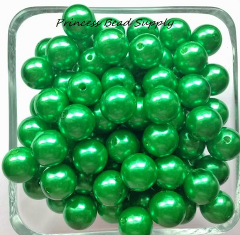12mm Green Pearl Acrylic Beads