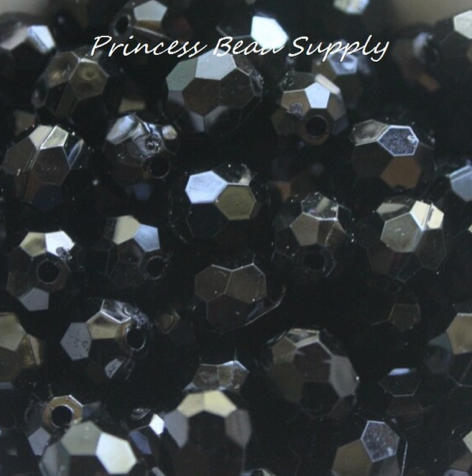12mm Black Faceted Acrylic Beads