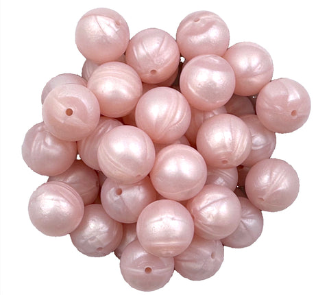 19mm Powder Pink Pearl Silicone Beads