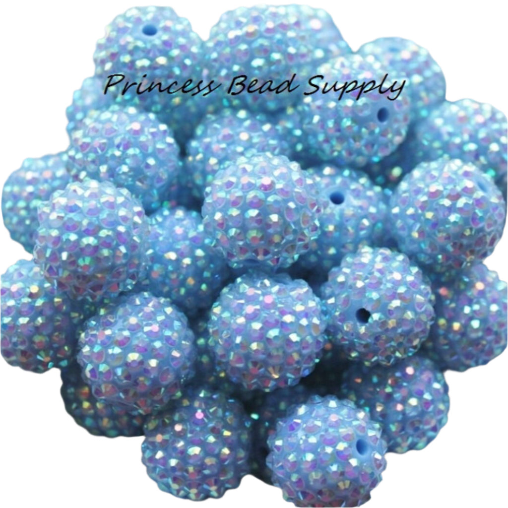20mm Baby Blue AB Rhinestone Chunky Beads