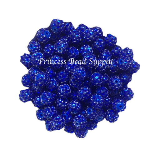 12mm Royal Blue Sparkly Rhinestone Beads