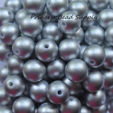 12mm Silver Pearl Acrylic Beads