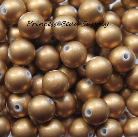 12mm Gold Pearl Acrylic Beads