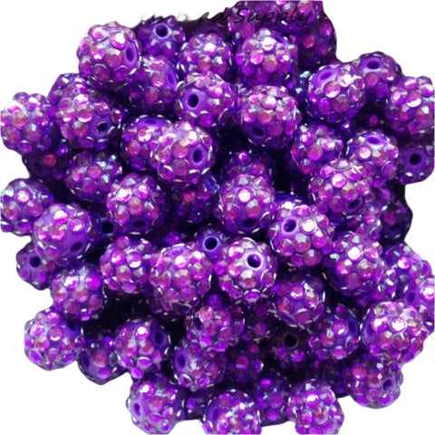 12mm Dark Purple Sparkly Rhinestone Beads