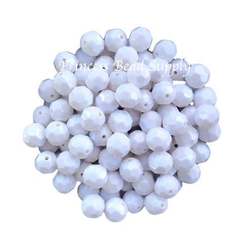 12mm White Faceted Acrylic Beads