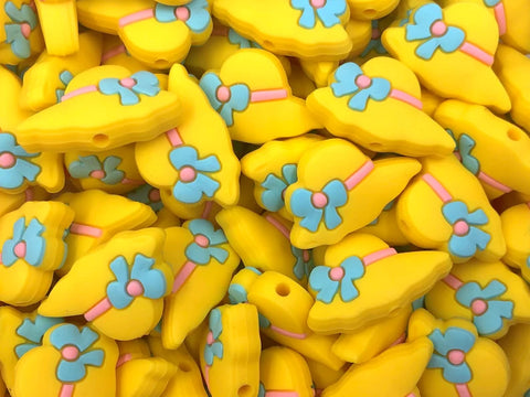 Summer Sun Hat Silicone Focal Beads--YELLOW
