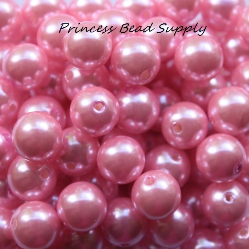 12mm Pink Pearl Acrylic Beads