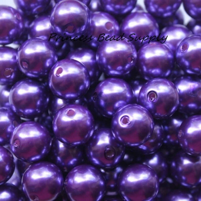 12mm Dark Purple Pearl Acrylic Beads