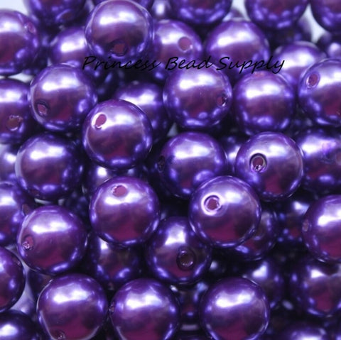 12mm Dark Purple Pearl Acrylic Beads