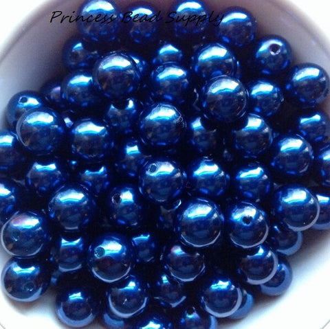 12mm Royal Blue Pearl Acrylic Beads