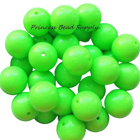 20mm Neon Green Solid Chunky Acrylic Beads