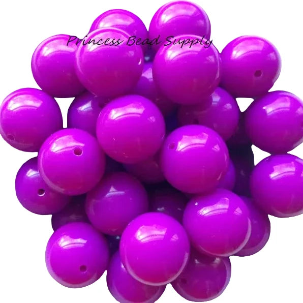 20mm Neon Purple Solid Chunky Acrylic Beads