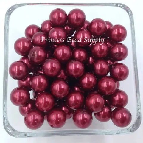 12mm Maroon Pearl Acrylic Beads