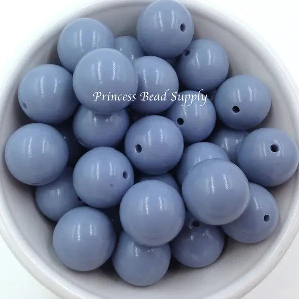 20mm Steel Blue Solid Chunky Acrylic Beads