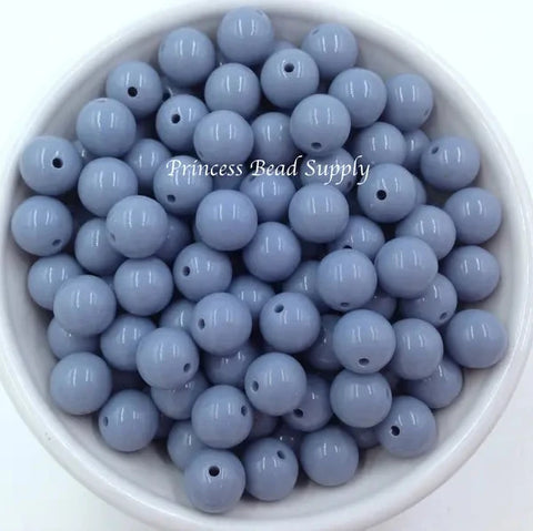 12mm Steel Blue Solid Acrylic Beads