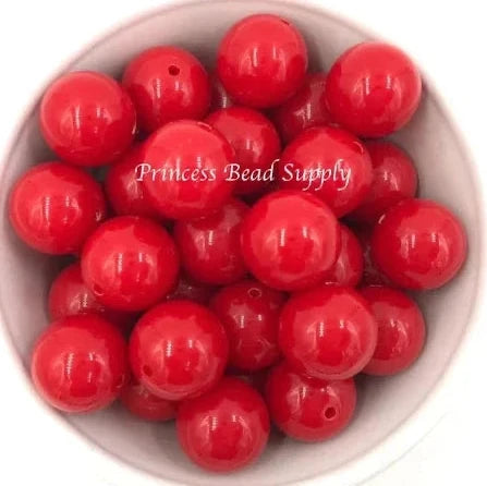 20mm Red Solid Chunky Acrylic Beads
