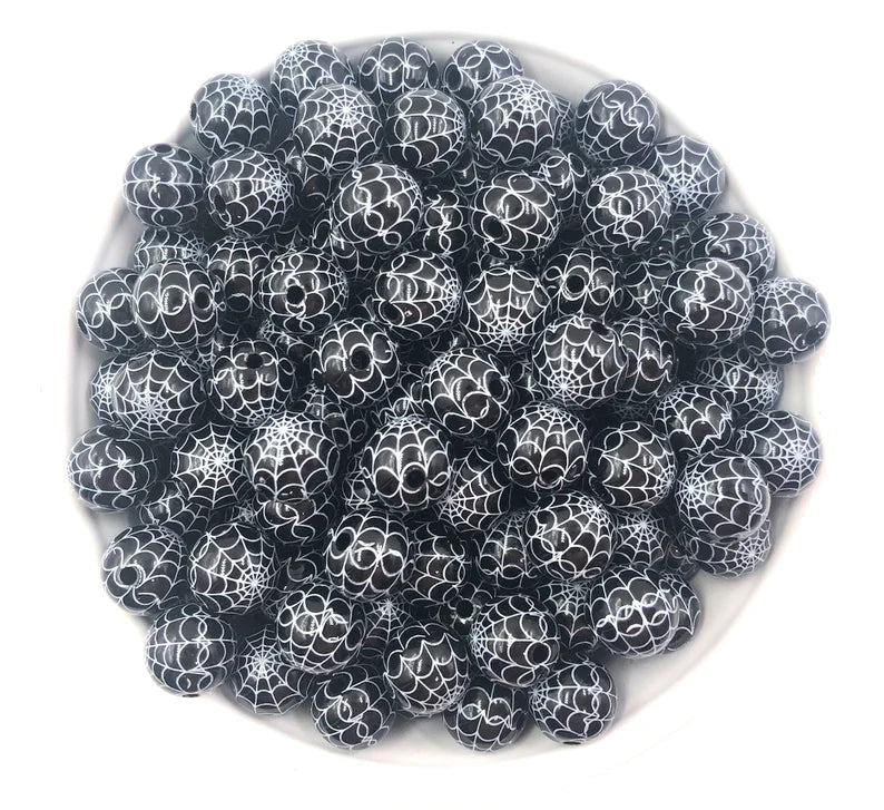 12mm Spider Web Printed Mini Beads