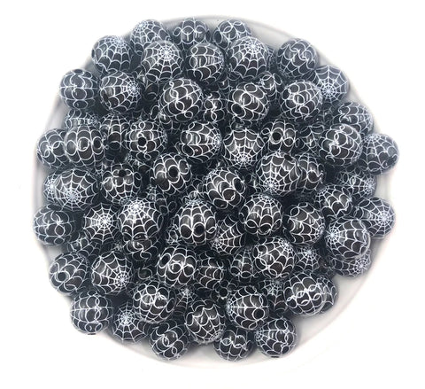 12mm Spider Web Printed Mini Beads