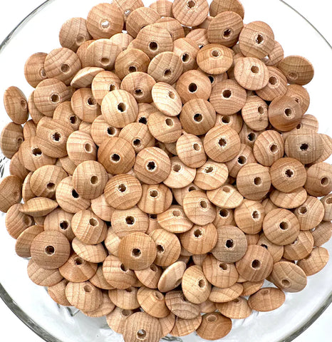 Large Natural BEECH Wood Saucer Beads
