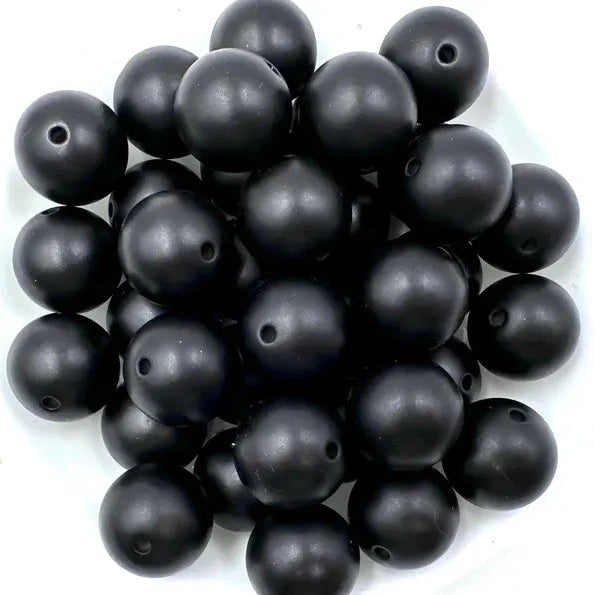 20mm Black Matte Pearl Chunky Acrylic Beads