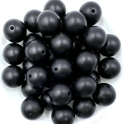 20mm Black Matte Pearl Chunky Acrylic Beads