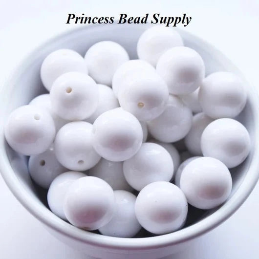 20mm White Solid Chunky Acrylic Beads