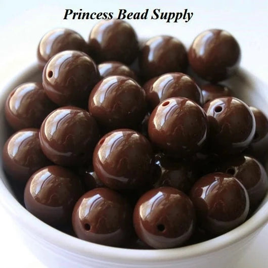 20mm Brown Solid Chunky Acrylic Beads