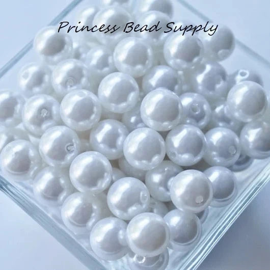 12mm White Pearl Acrylic Beads