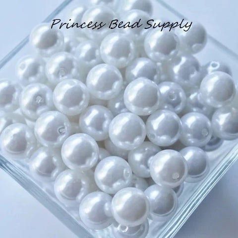 12mm White Pearl Acrylic Beads