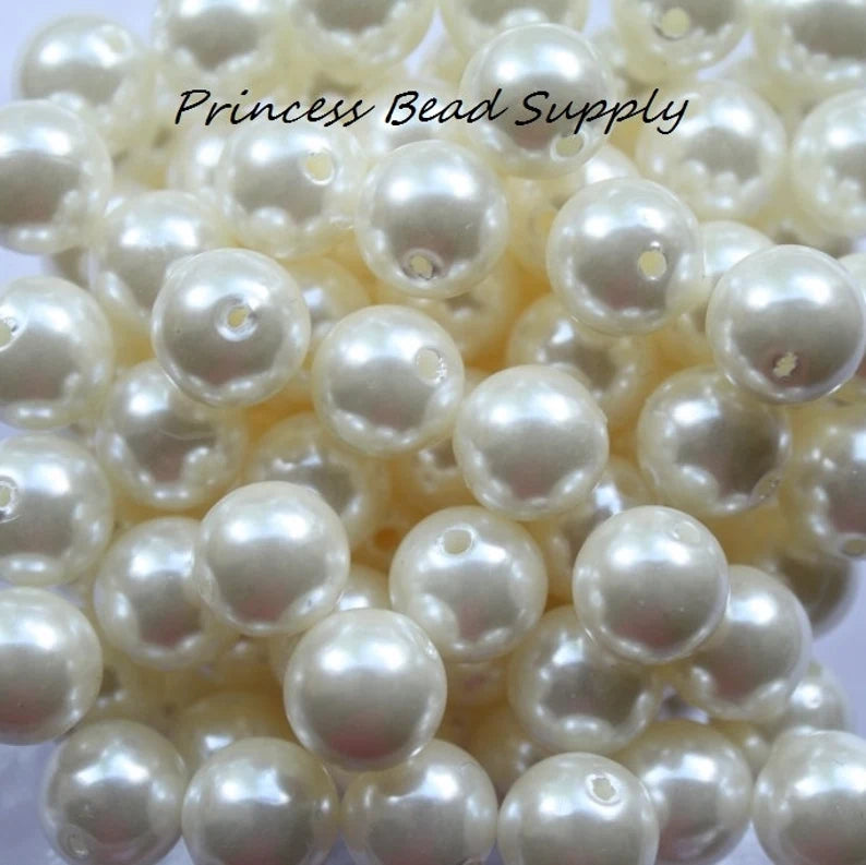 12mm Ivory Pearl Acrylic Beads