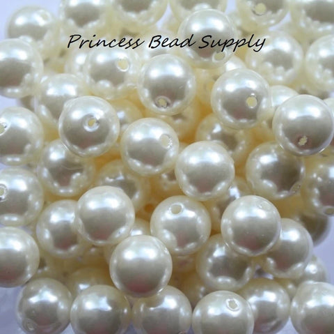 12mm Ivory Pearl Acrylic Beads