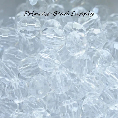 12mm Clear Transparent Faceted Acrylic Beads