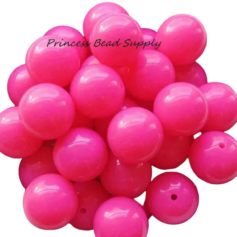20mm Neon Pink Solid Chunky Acrylic Beads