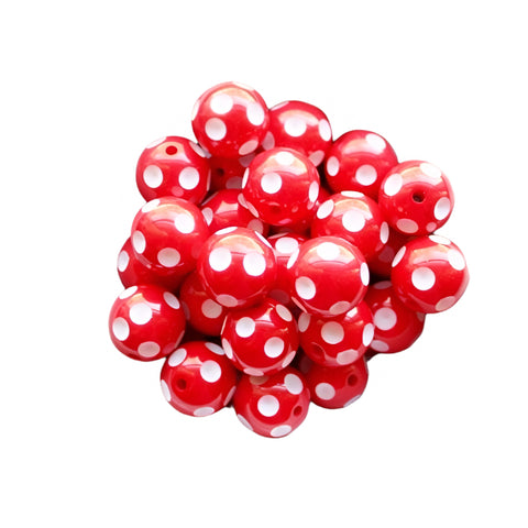 20mm Red Polka Dot Acrylic Beads
