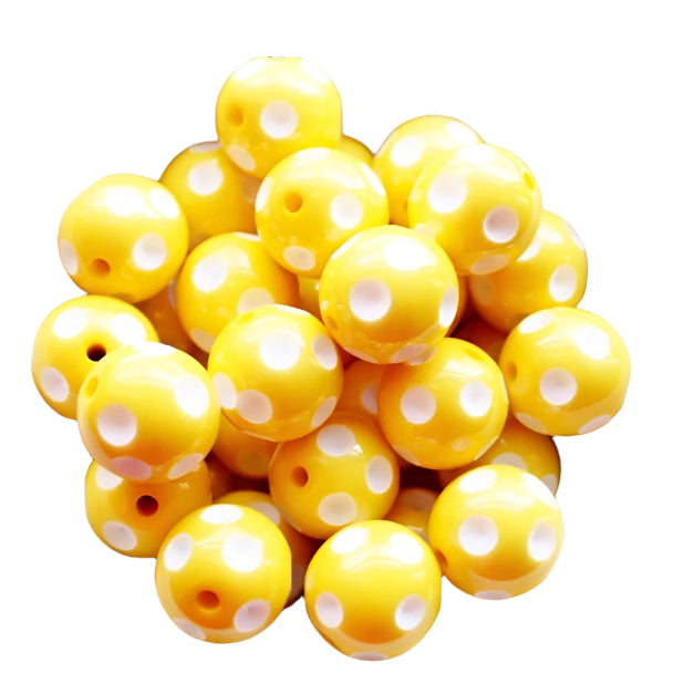 20mm Yellow Polka Dot Acrylic Beads