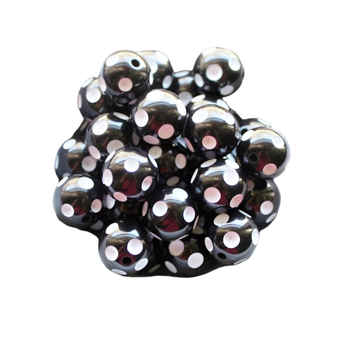 20mm Black Polka Dot Acrylic Beads